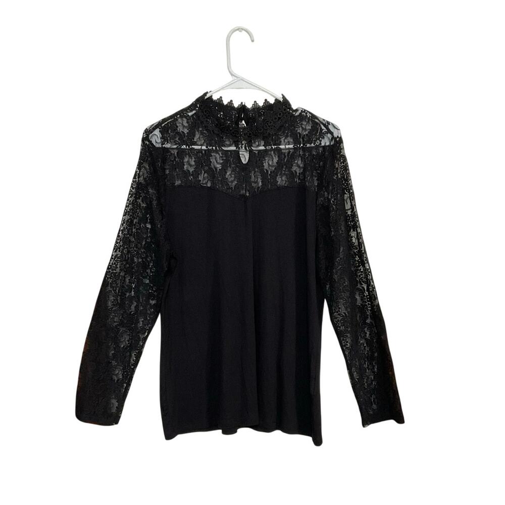 INC Women’s Mock Lace Turtleneck Top Womens Sz X-Large Stretch Long Lace Sleeves